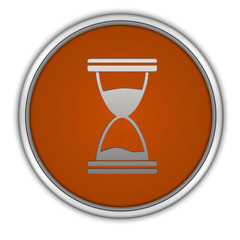 Hourglass circular icon on white background