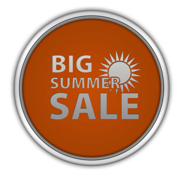 Summer sale circular icon on white background