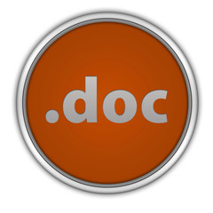 .doc circular icon on white background