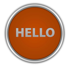 Hello circular icon on white background