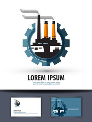 factory, industry. logo, icon, sign, emblem, template, business