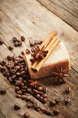 Soap with coffee beans