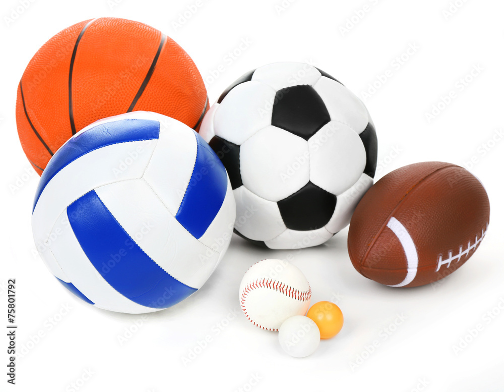 Canvas Prints Sports balls isolated on white