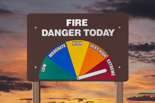 Extreme Fire Danger Today Sign with Sunrise