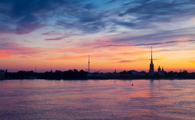 Naklejka premium View of St. Petersburg in summer dawn