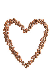 Herzform mit Kaffeebohnen