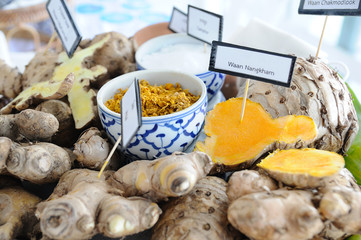 Many type of Thai herbs for spa.