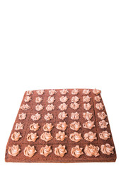 Chocolate sheet cake over white background 