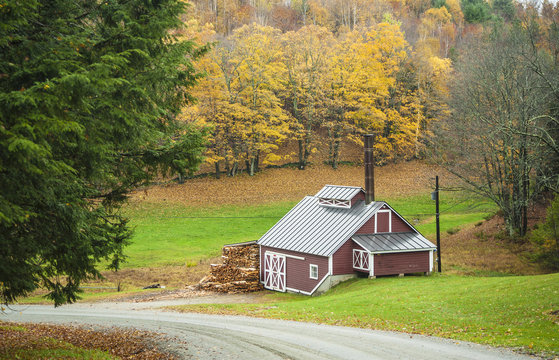Herbstfärbung in Neu England, Maple sugar house, Readi