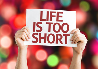 Life is Too Short card with colorful background