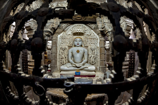 jain buddha statue in jaisalmer, india