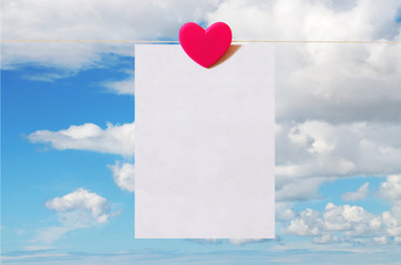 Pattern for Valentine's Day card with sky background