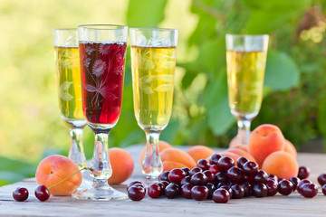 Sweet wine and fruits