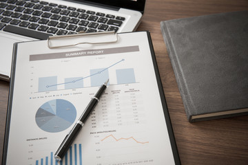 Showing business and financial report. Accounting