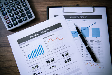 Showing business and financial report. Accounting