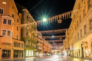 A street in the center of Innsbruck on Christmas