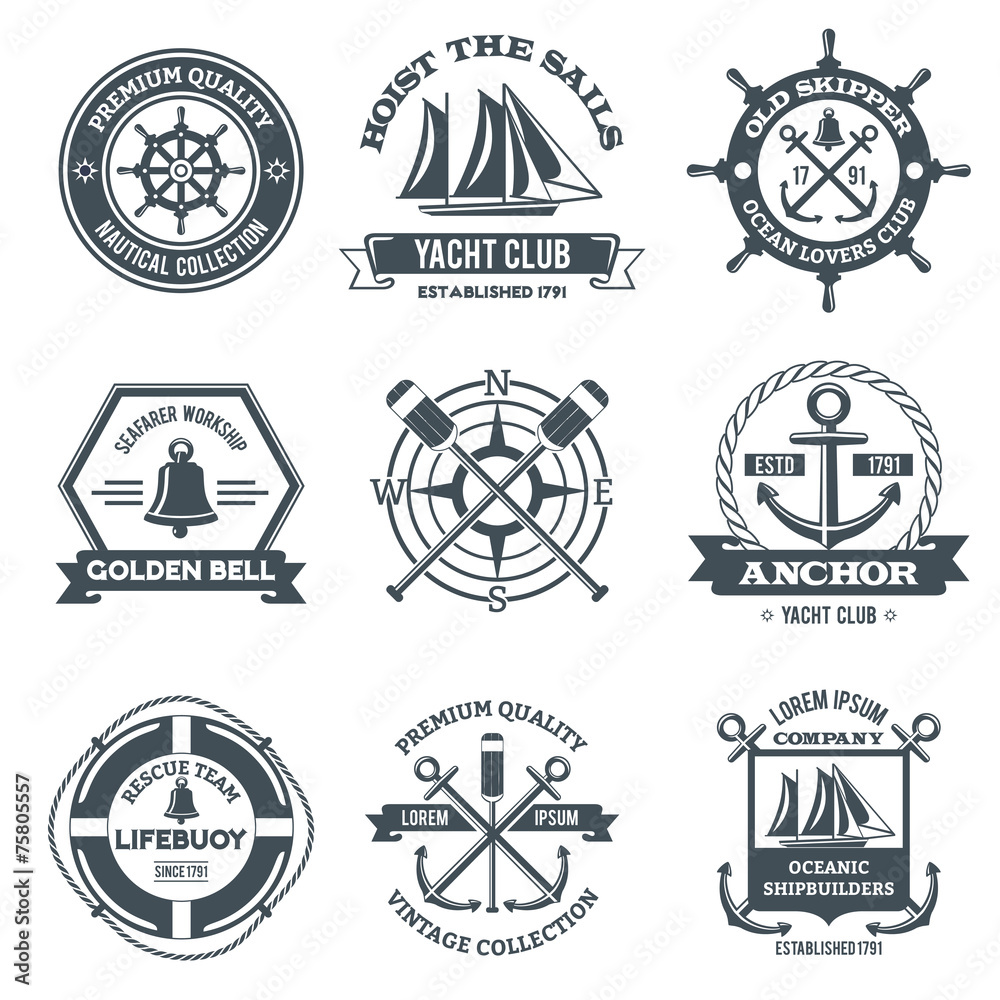 Sticker Nautical Label Black