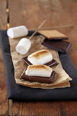 Fototapeta na wymiar s'mores, marshmallows und schokokekse