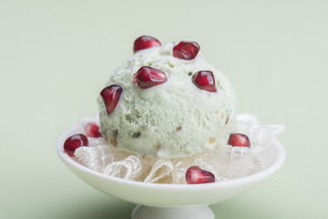 Ice -cream in a small white bowl