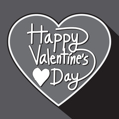Happy Valentine's Day lettering Greeting Card with heart, vector