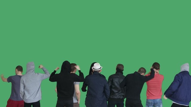 group guys protest green screen