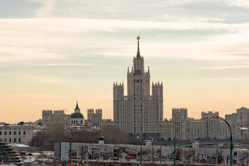 Fototapeta na wymiar View of Kotelnicheskaya embankment, Moscow