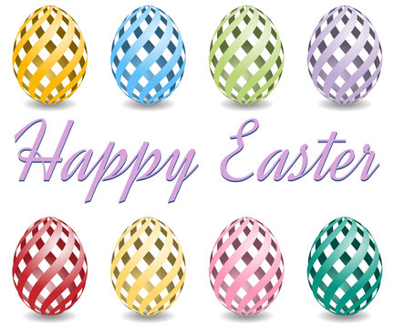 pastel colored easter eggs with shadow