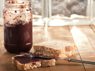 Homemade jam on integral bread
