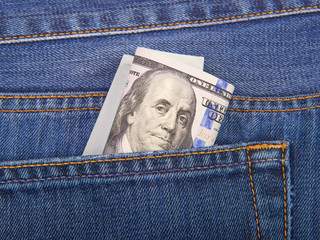 U.S. dollars in the back jeans pocket