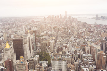 Fototapeta premium New York Aerial View on a Cloudy Day