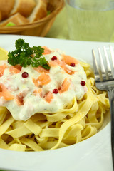 tagliatelles au saumon fumé