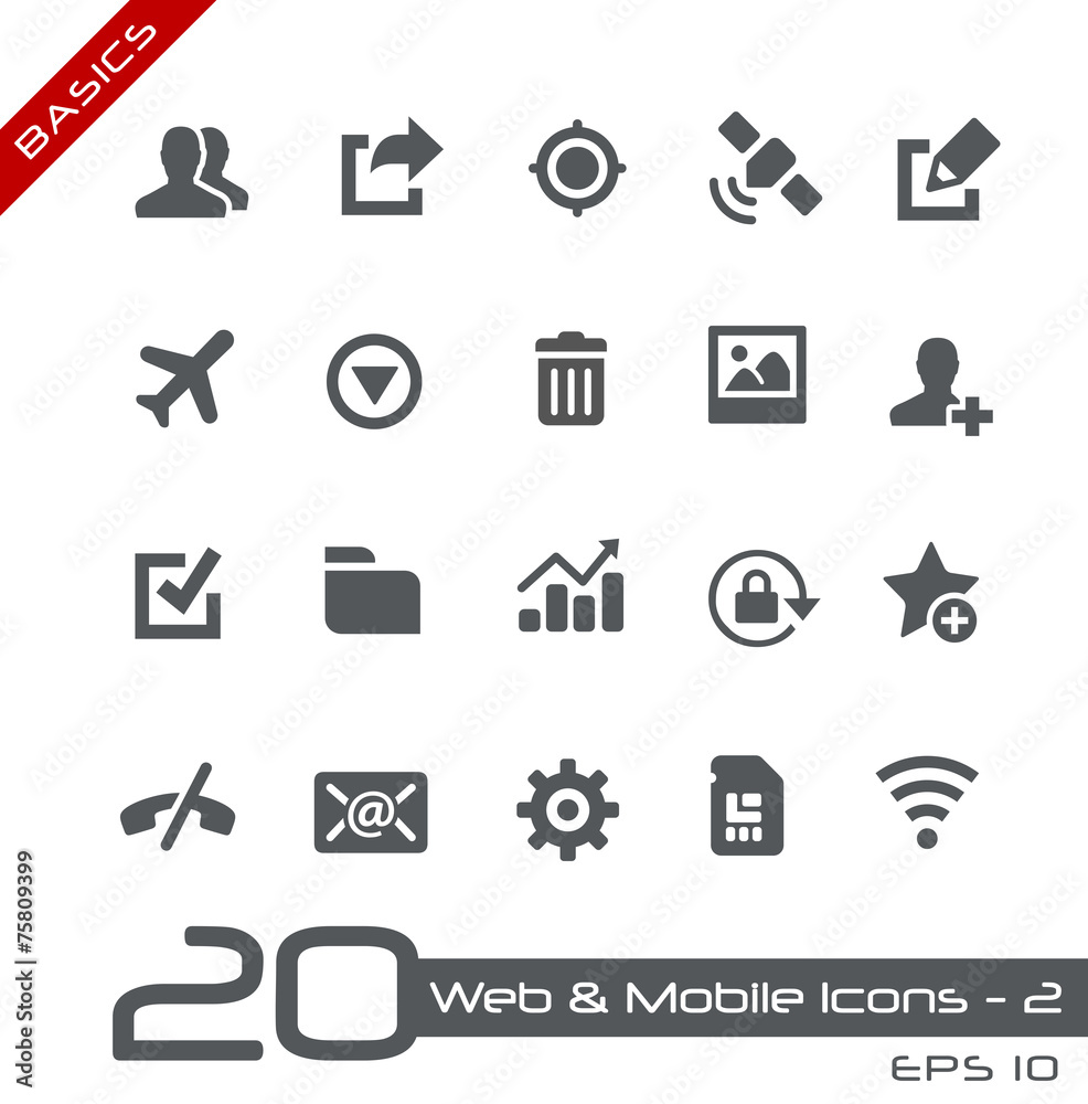 Wall mural web & mobile icons-2 -- basics