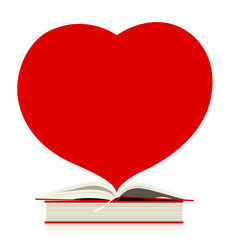 Book and heart design on white design