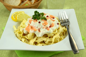 tagliatelles au saumon fumé