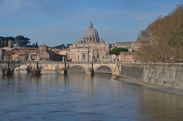 Saint Peter's Basilica, view from river Tiber, Rome