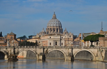 Obraz na płótnie Canvas Saint Peter's Basilica, view from river Tiber, Rome