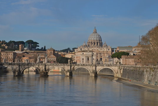 Saint Peter's Basilica, view from river Tiber,  Rome