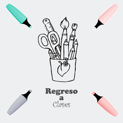 school supplies  over white  color  background