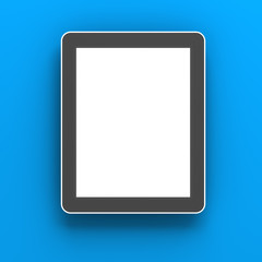 Generic digital tablet against blue background, 3d render