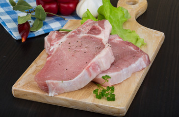 Raw t-bone steak