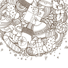 Obraz na płótnie Canvas Merry Christmas holiday circle composition