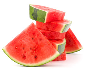 Sliced ripe watermelon isolated on white background cutout © Natika