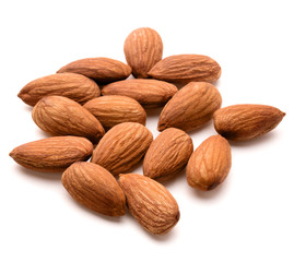 almond nuts isolated on white background close up