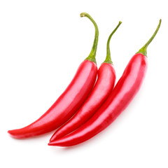 red chili or chilli cayenne pepper isolated on white  background