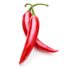red chili or chilli cayenne pepper isolated on white  background