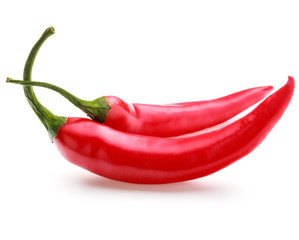 red chili or chilli cayenne pepper isolated on white  background