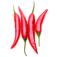 red chili or chilli cayenne pepper isolated on white  background