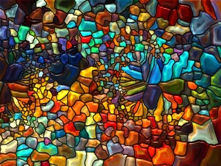 Zelfklevend Fotobehang Petals of Stained Glass © agsandrew