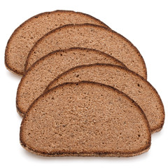 Slice of fresh rye bread isolated on white background cutout