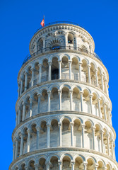 Fototapeta na wymiar Pisa, Tuscany. Detail of Leaning Tower in Square of Miracles